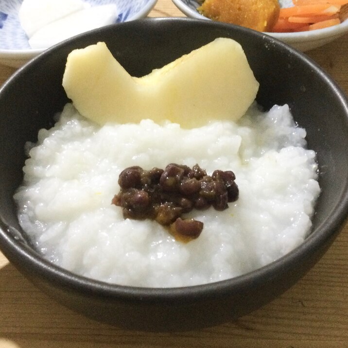 小豆の味噌煮りんご乗せおかゆ♪